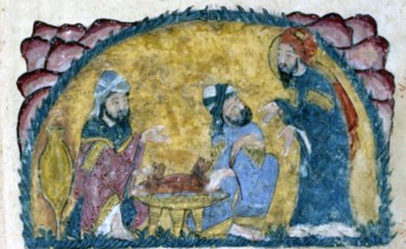 تصویری از مقامات حریری، نقاش: يحيى بن محمود الواسطي (قرن ۱۳ میلادی)