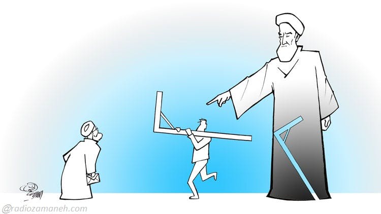 پاسخ امام راحل به دادنامه: آویزان بَشَه! - کارتون از اسد بیناخواهی