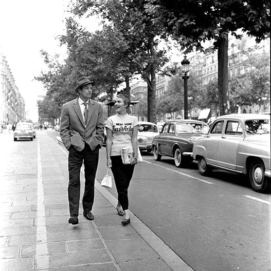 ژان پال بلموندو و ژان سبرگ، در از نفس افتاده، بلوار شانزه لیزه، ۱۹۵۹،