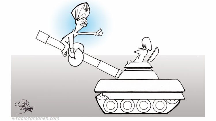 کودتا یا هدیه الاهی − کارتون از اسد بیناخواهی