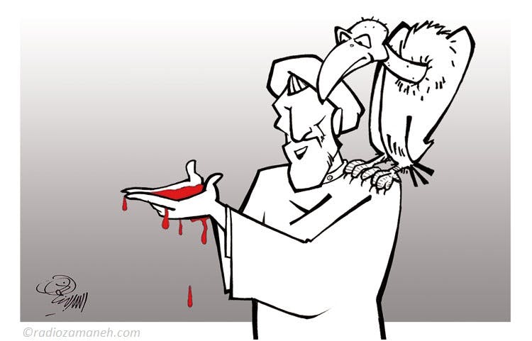 مصطفی پورمحمدی: افتخار به جنایت (کارتون اثر اسد بیناخواهی)
