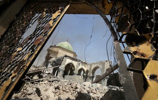 مسجد ویران شده النور در موصل − نماد پیامد جنبش «دولت اسلامی» (داعش)