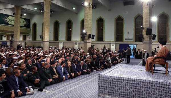 خامنه‌ای در حال سخنرانی در برابر مسئولان شورای هماهنگی تبلیغات اسلامی