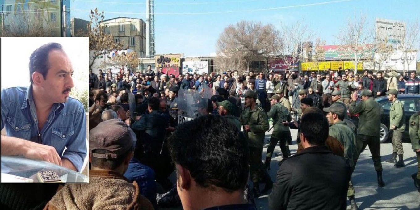 نادر فتوره‌چی، روزنامه‌نگار، نویسنده و مترجم − زمینه عکس: صحنه‌ای از یک تظاهرات اعتراضی در دی‌ماه ۱۳۹۶