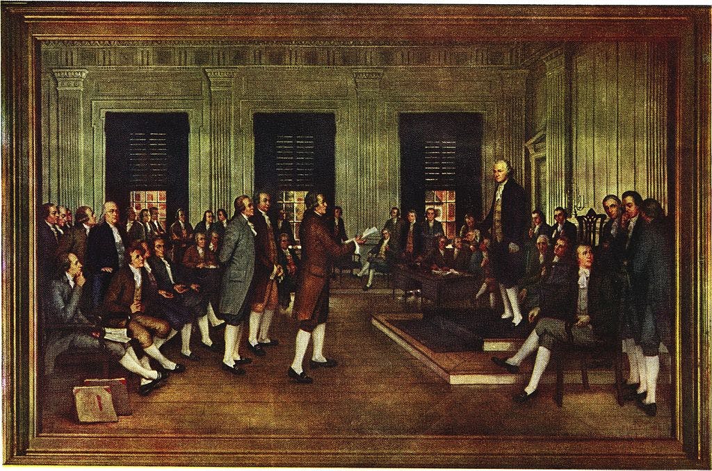 تابلوی بازنمای صحنه امضای قانون اساسی ایالات متحده آمریکا (فیلادلفیا، ۱۷ سپتامبر ۱۷۸۷)