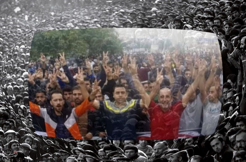 تظاهرات کارگری (۱۳۹۷)، زمینه عکس: تجمعی در روزهای انقلاب (۱۳۵۷)