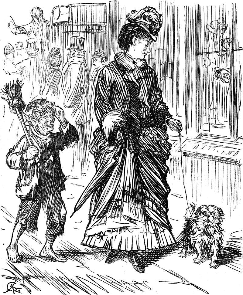 تشخص با لباس. طرح از مجله انگلیسی Punch (۱۸۷۰)