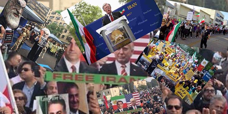 مونتاژی از چند تصویر از تظاهرات گروه‌های مختلف ایرانی در آمریکا