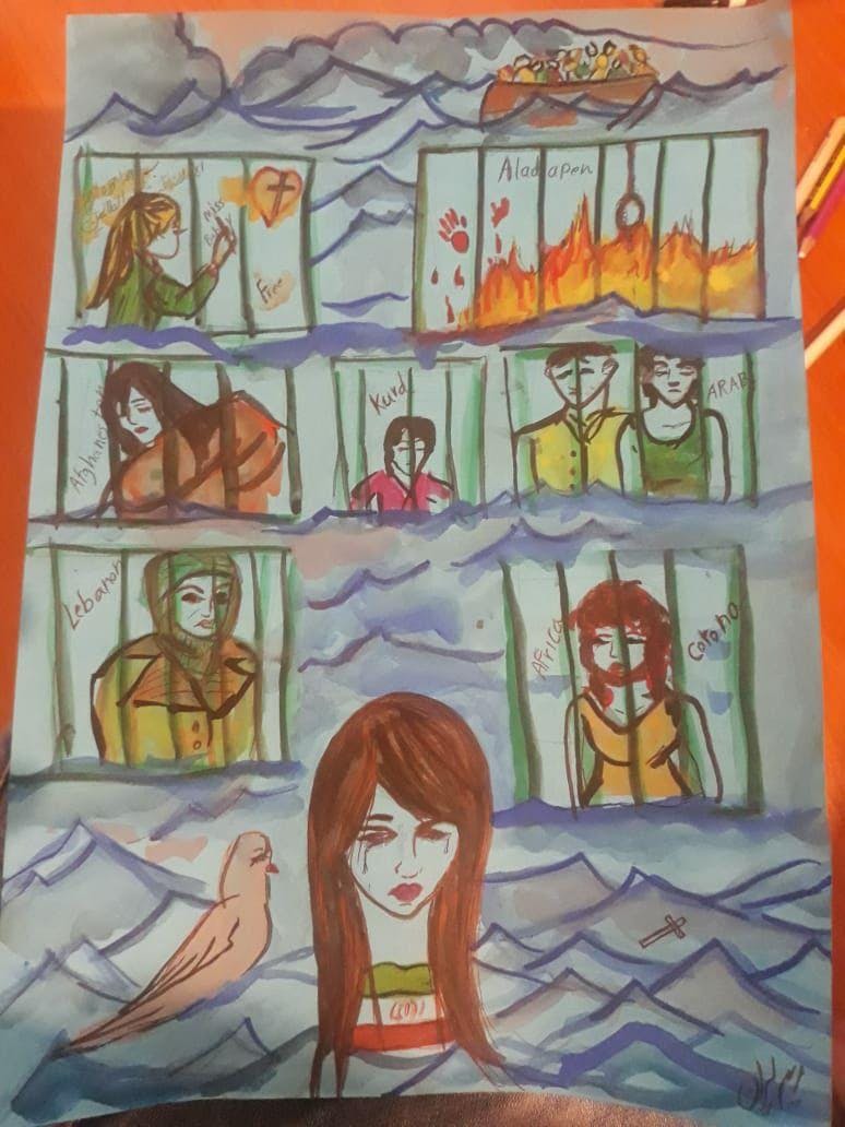 نقاشی از مریم، زنی که ۵ ماه در پترو-رالی بازداشت بود.