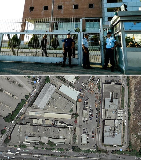 زندان پترو رالی در آتن، در ورودی و تصویر از بالا