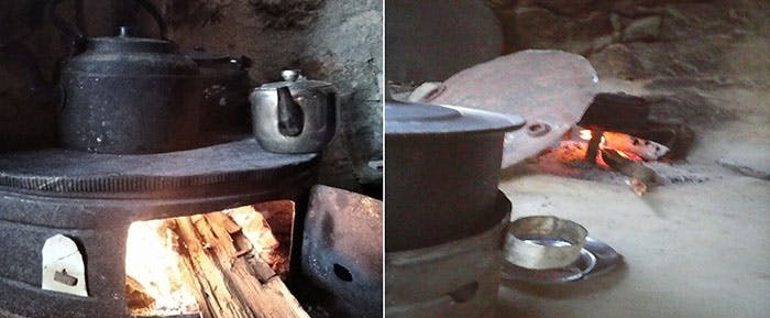 وسائل پخت و پز در یک باغِ منطقه ژاوه‌رودِ سروآباد