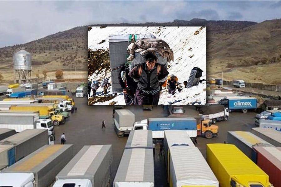 کولبران، زمینه عکس: پارکینک کامیون‌ها، مرتبط با طرح منطقه بانه و مریوان