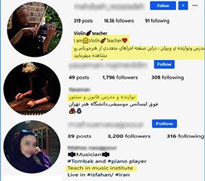 زنان موسیقی‌دان ایرانی برای معرفی هویت خود، بیشتر از همه روی حرفه‌ی آموزش موسیقی تاکید کرده‌اند.