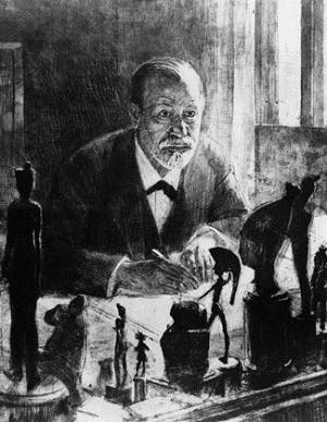 فروید پشت میز کارش، اثر مکس پالاک