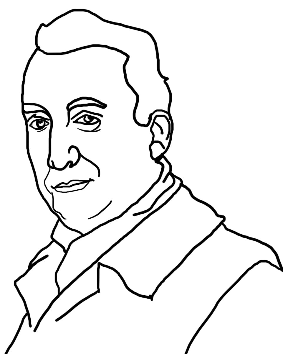 طرحی از چهره رولان بارت، Jahan98، منبع: ویکی‌پدیا