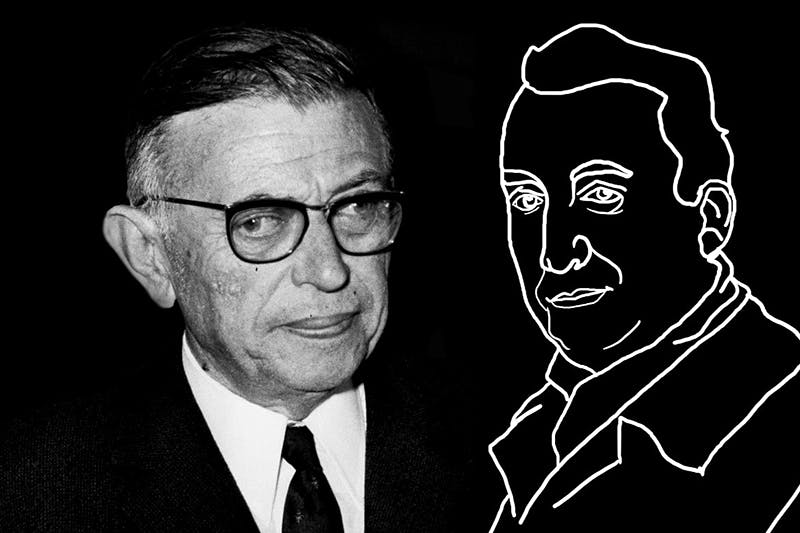 رولان بارت + ژان پل سارتر، منبع هر دو تصویر: ویک‌پدیا