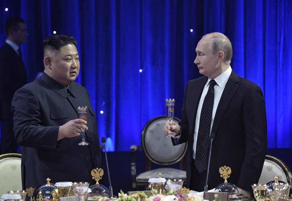 کیم جونگ اون، رهبر کره شمالی و ولادیمیر پوتین رئیس جمهوری روسیه