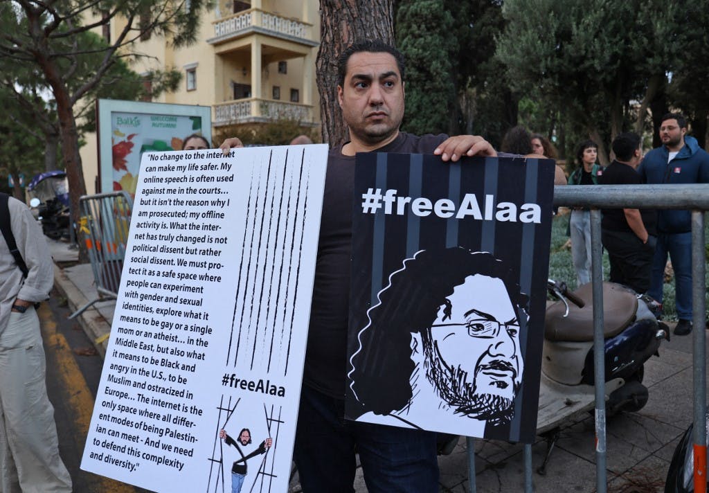 اعتراض برای آزاد کردن علاء عبدالفتاح فعال مصری در بیروت، هفتم نوامبر