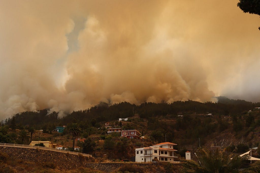 تصویری از بلند شدن دود از جنگلهای جنوب اسپانیا