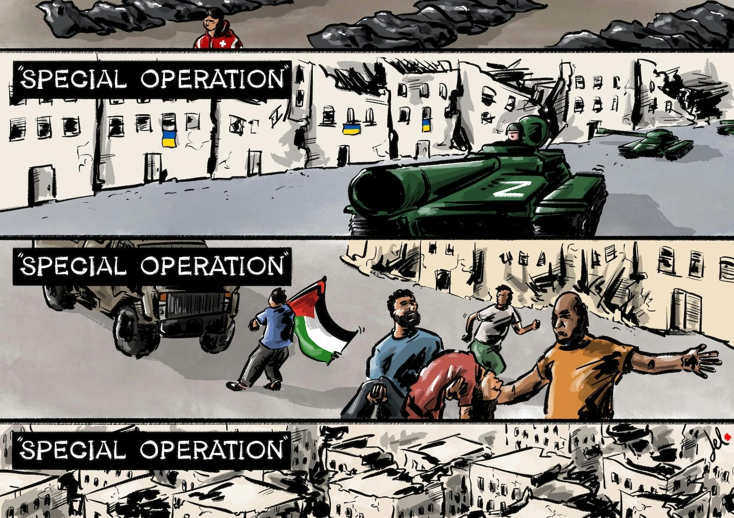 عملیات ویژه نظامی اثر امانوئل دل روسو، کارتونیست ایتالیایی ــ عکس: Cartoonmovement