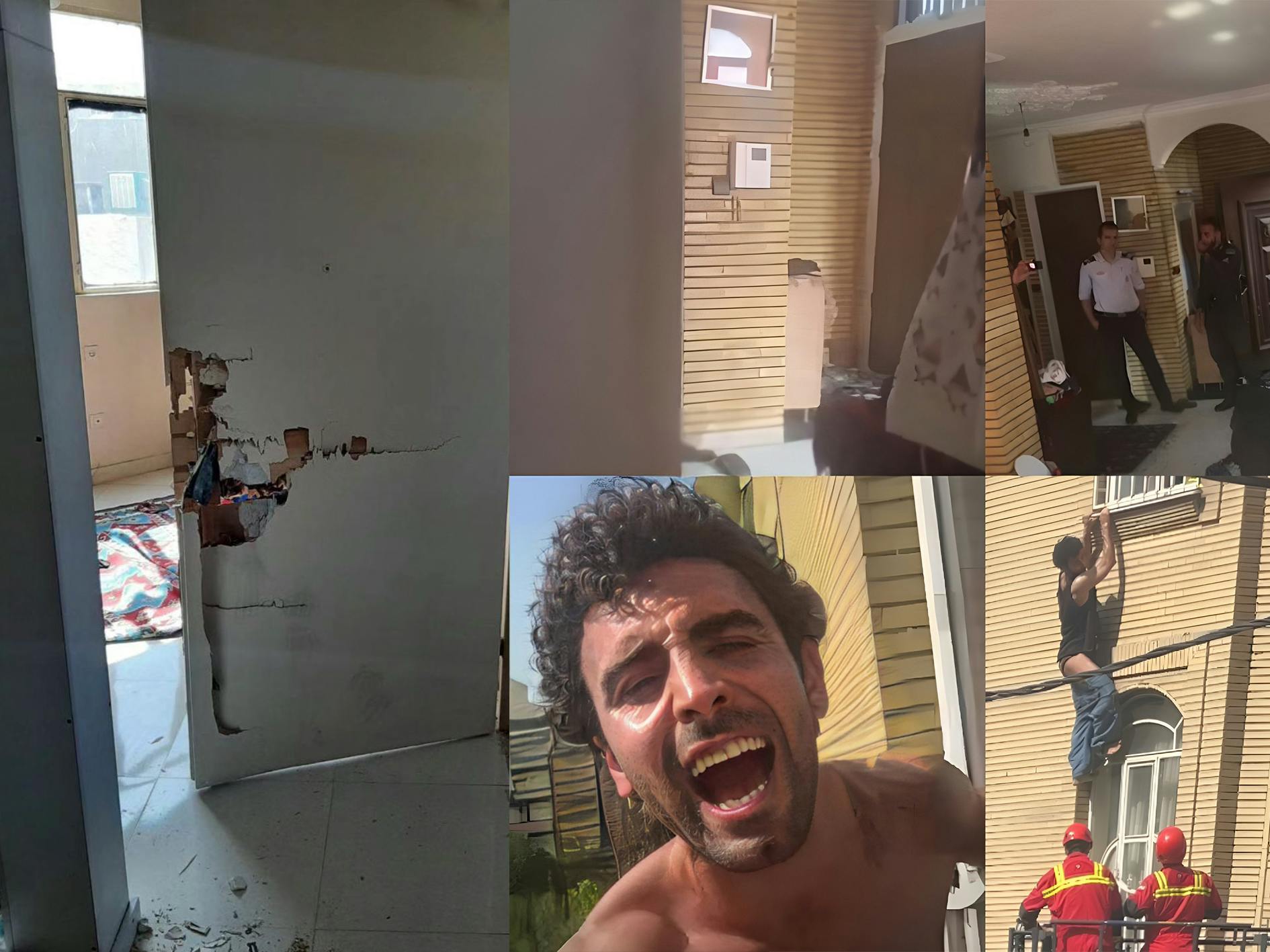 چند تصویر از لایو محمد صادقی در لحظه بازداشت و عکسی از در شکسته خانه سپیده رشنو در بازداشت یک سال پیش او.