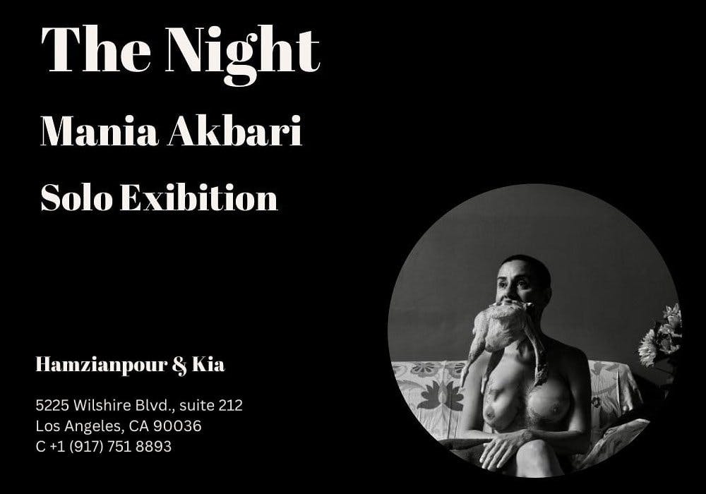 پوستر نمایشگاه انفرادی مانیا اکبری در گالری Hamzianpour & Kia