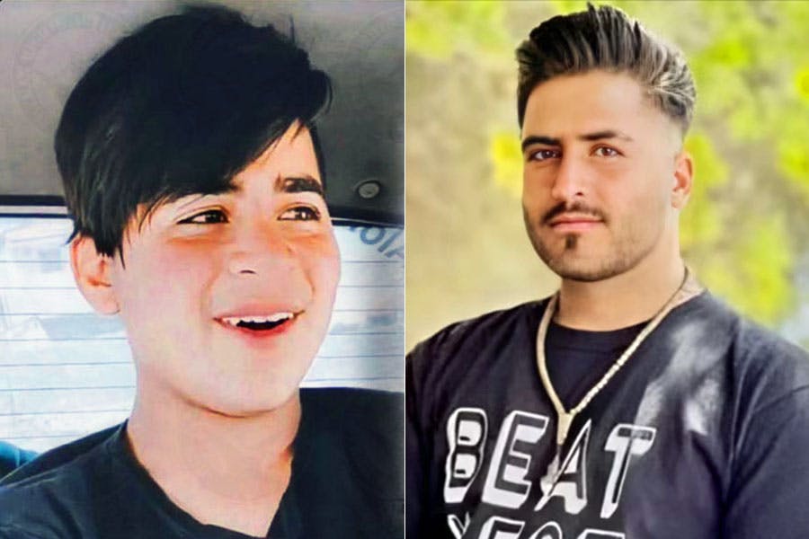 میلاد زهره‌وند ۲۲ ساله (راست) و حمیدرضا آذری ۱۷ ساله در ایران اعدام شدند