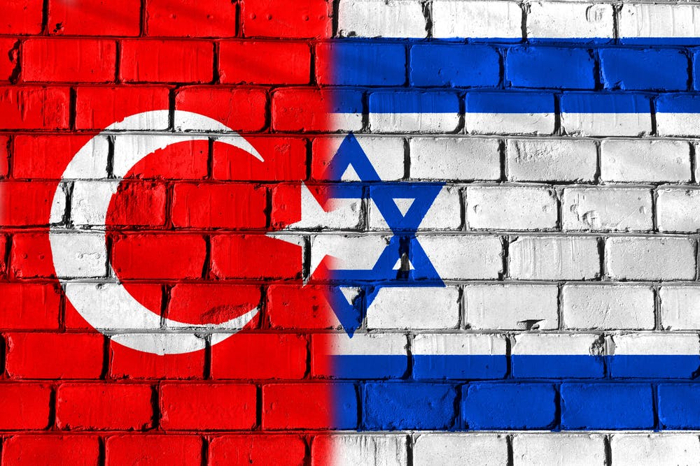پرچم‌های ترکیه و اسرائیل روی دیوار کنار یکدیگر ــ عکس: Shutterstock
