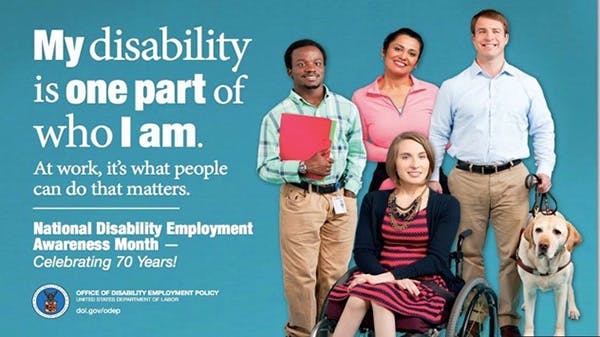 پوستری از دفتر سیاست‌گذاری استخدام معلولان وابسته به وزارت کار آمریکا