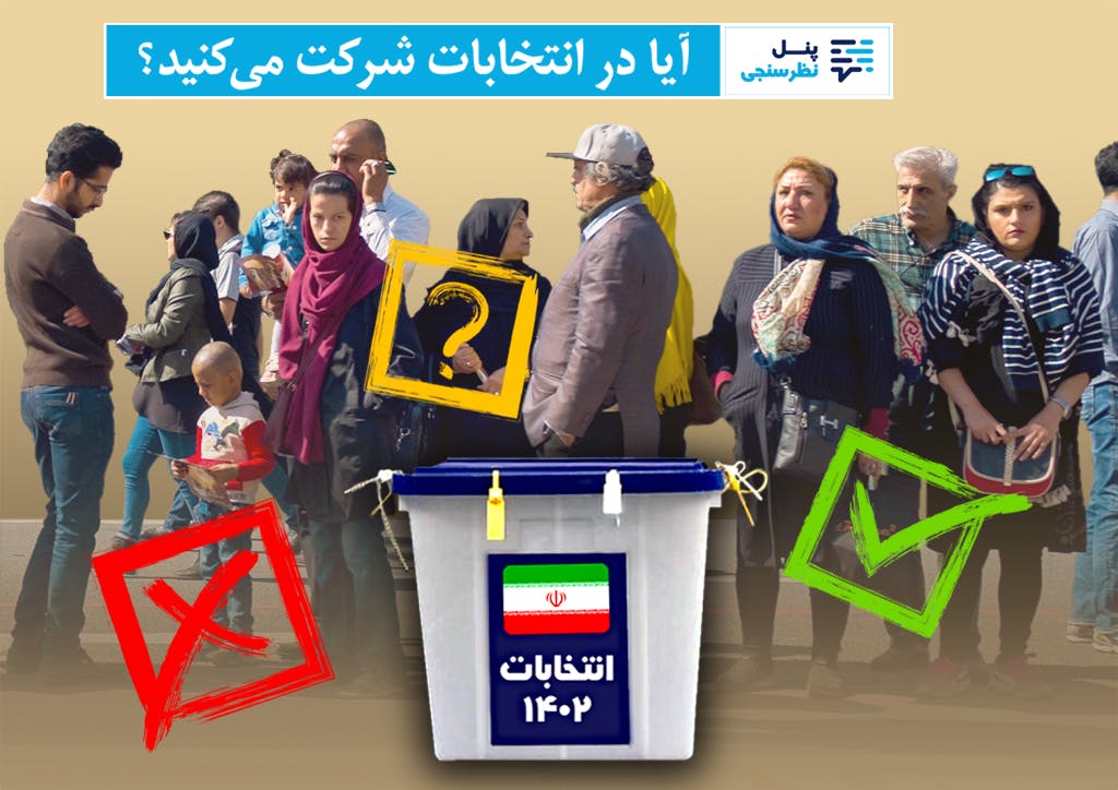 در مرکز تصویر یک صندوق رأی دیده می‌شود. در پسزمینه مردمی از اقشار مختلف در حالت‌های مختلف ایستاده‌اند. روی کل تصاویر نشانه‌های رأی دادن، پرسش و ضربدر قرمز دیده می‌شود.