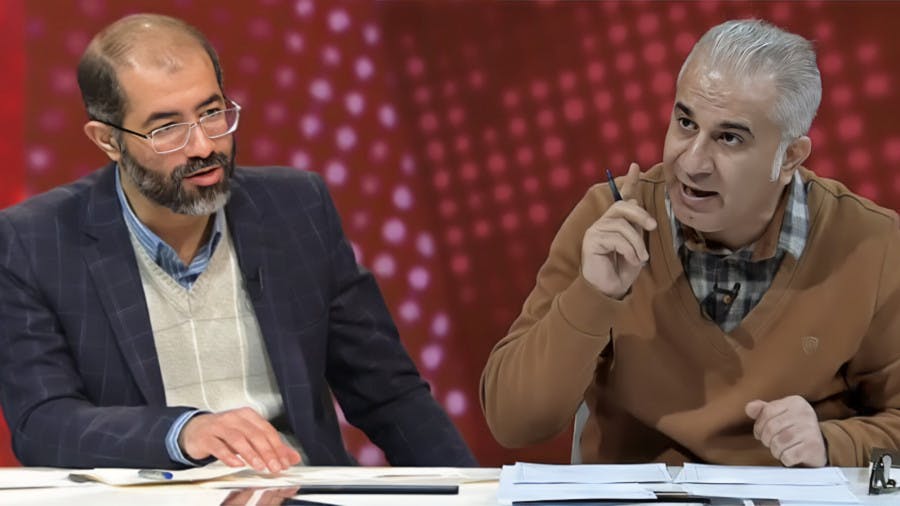 مصطفی مهرآئین(راست) و مهدی جمشیدی (چپ) در برنامه‌ی «جریان» در شبکه اول صدا و سیما