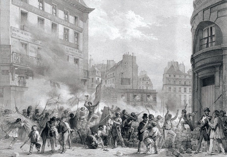 تصویری از انقلاب ۱۸۴۸ در پاریس، اثر ژول داوید (۱۸۹2 – ۱۸۰۸)