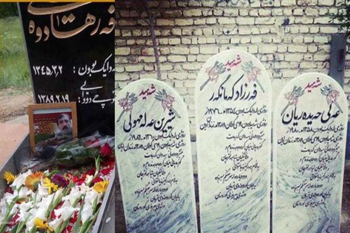 سنگ قبرهای نمادین فرزاد کمانگر و یارانش که اعدام شدند